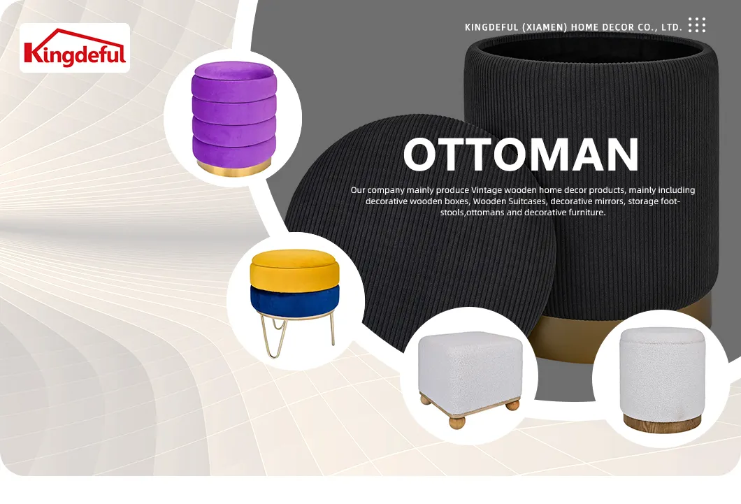 Round Fabric Covered Ottoman