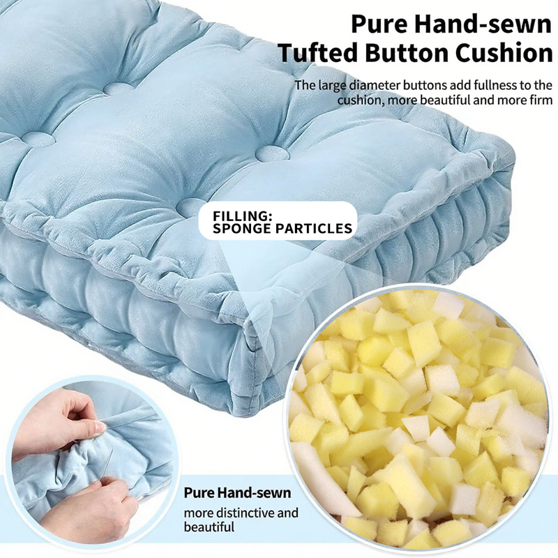 Stylish Square Floor Pillow Pouf with Elegant Scalloped Edges