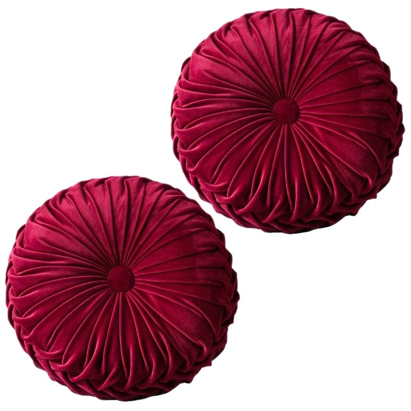 2024 Hot Sale Customized 2PCS Velvet Round Seat Cushion Floor Fold Pillow