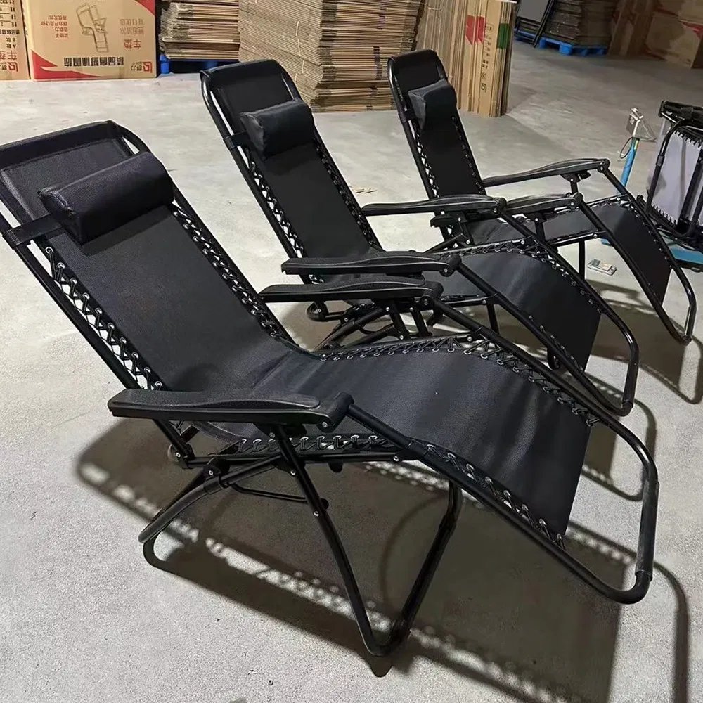 Textilene Chair Reclining Sun Lounger Gravity Chair Adjustable Recliner