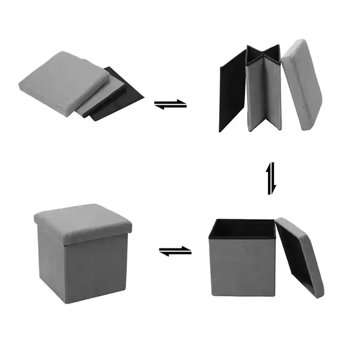 New Folding Storage Ottoman Removable Home Furniture Ottoman Bench