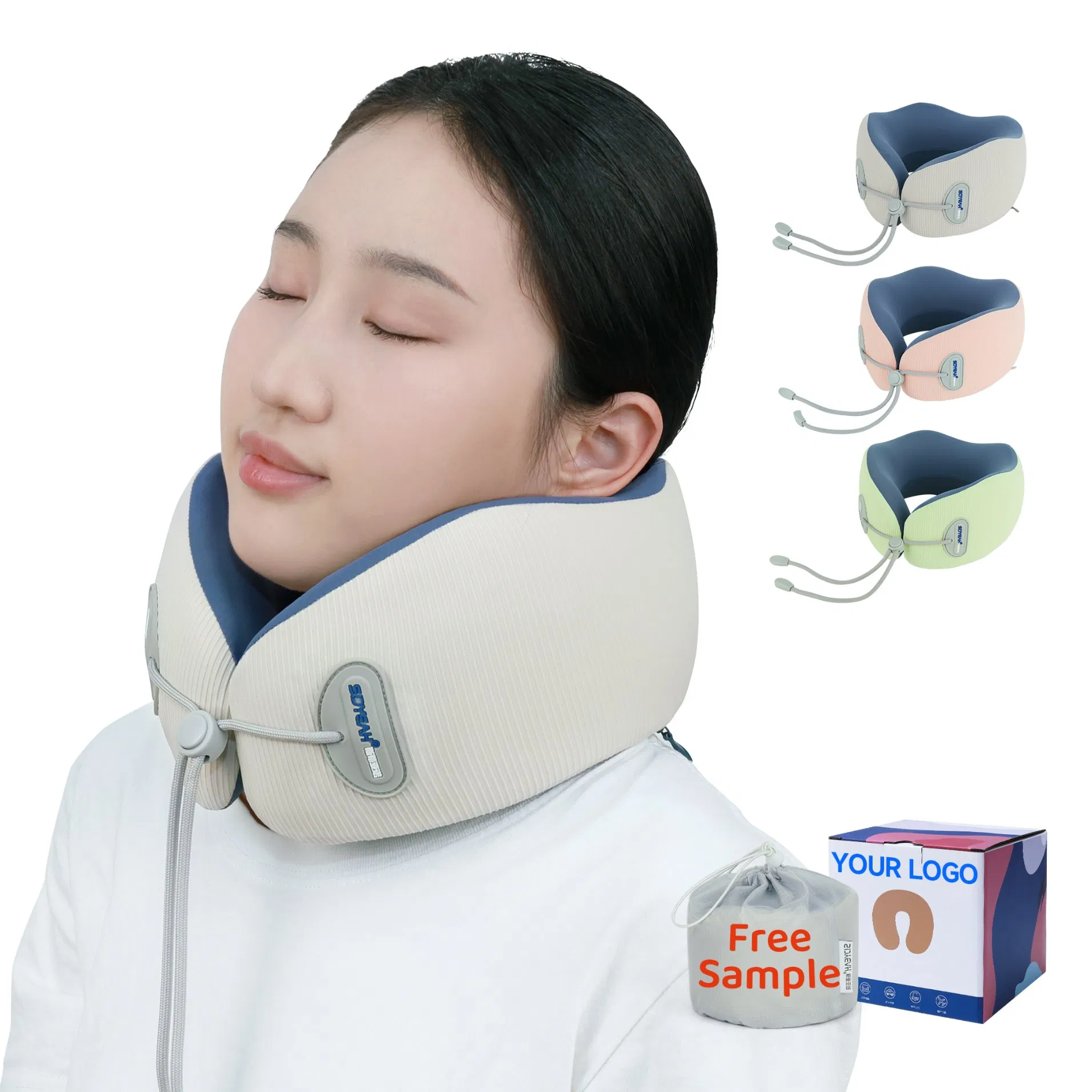 Portable Neck Pillow Upgraded Travel Neck Pillow for Airplane 100% Pure Memory Foam Travel Pillow for Flight Headrest Sleep