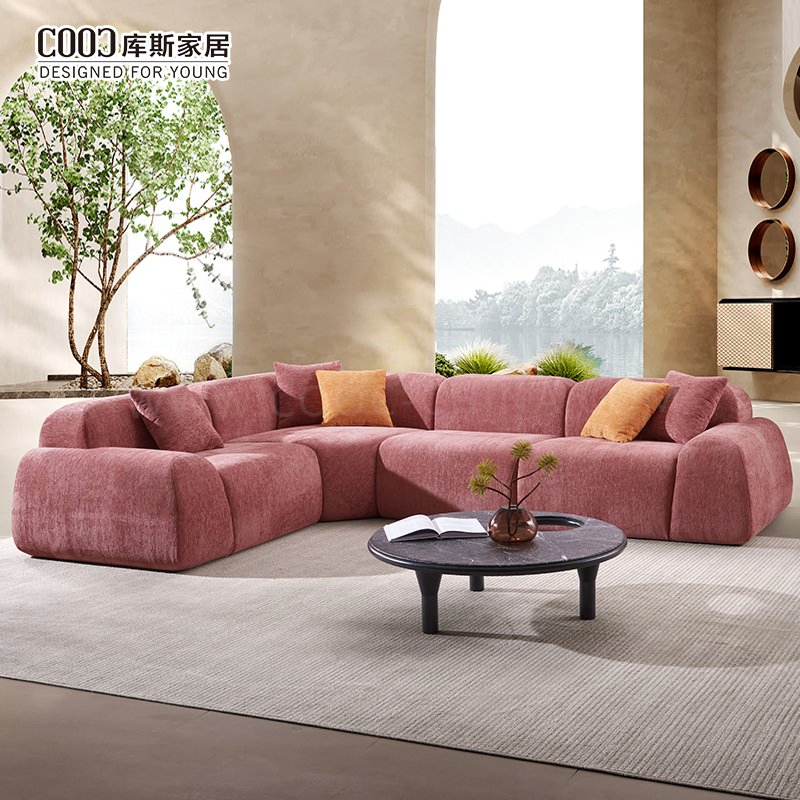 Foshan Factory Modern Fabric L Shape Boneless Foam Couch Living Room Compression Furniture Sectional Modular Corner Frameless Vacuum Compressed Sofa