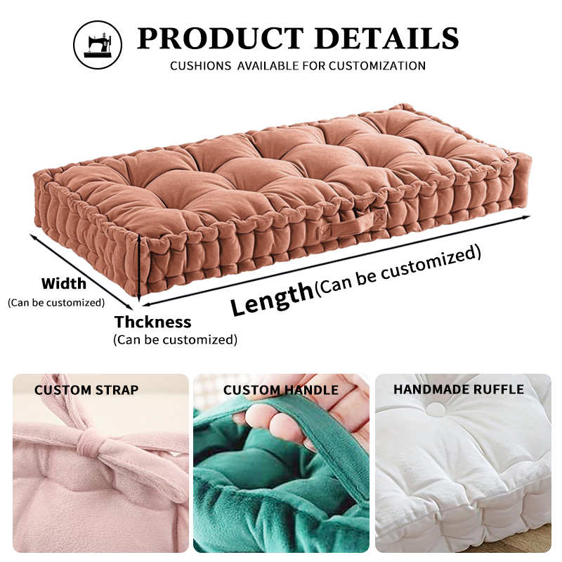 Stylish Square Floor Pillow Pouf with Elegant Scalloped Edges