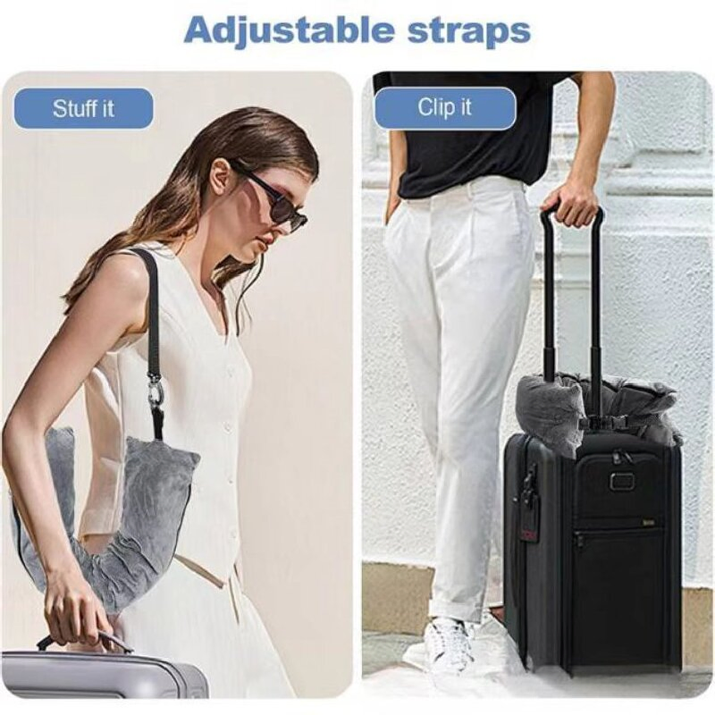 Transformable Elastic Neck U-Shape Tube Storage Travel Pillow Stuffable with Clothes for Airplanes
