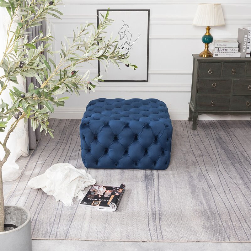 American Velvet Fabric Living Room Furniture Square Ottoman
