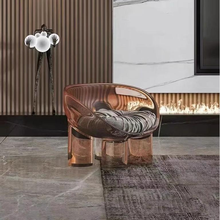 Home Decoration Adjustable Petal Creative Dressing Stool Transparent Resin Backrest Armchair