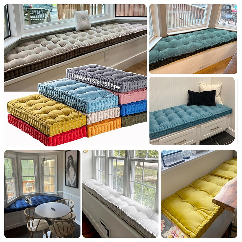 Stylish Square Floor Pillow Pouf with Elegant Scalloped Edges