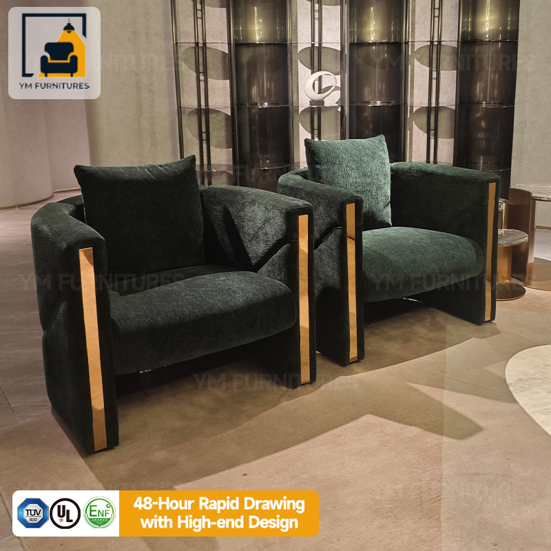Modern Leisure Lounge Velvet Green Living Room Arm Chairs for Home&Hotel