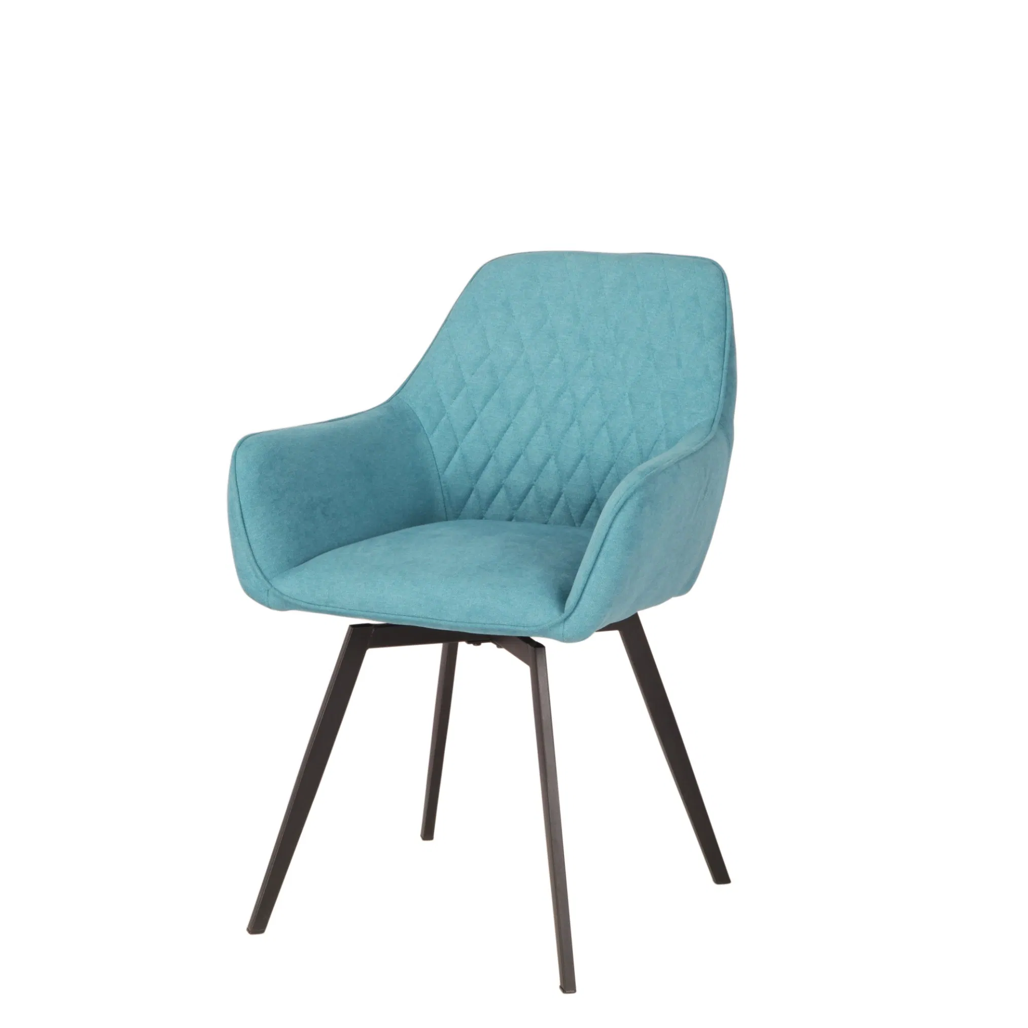 2021 Hot Selling 360 Rotation or Rotary Dining Arm Chair with Black Metal Legs