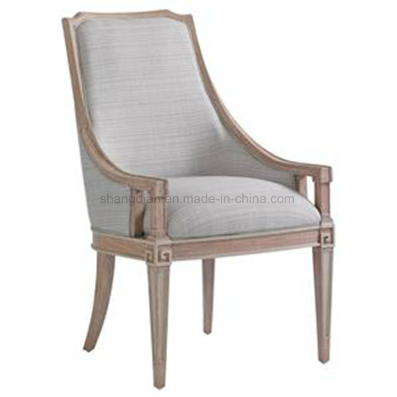 Fabric Upholstery Oak Solid Wood Arm Chair (SC-04)