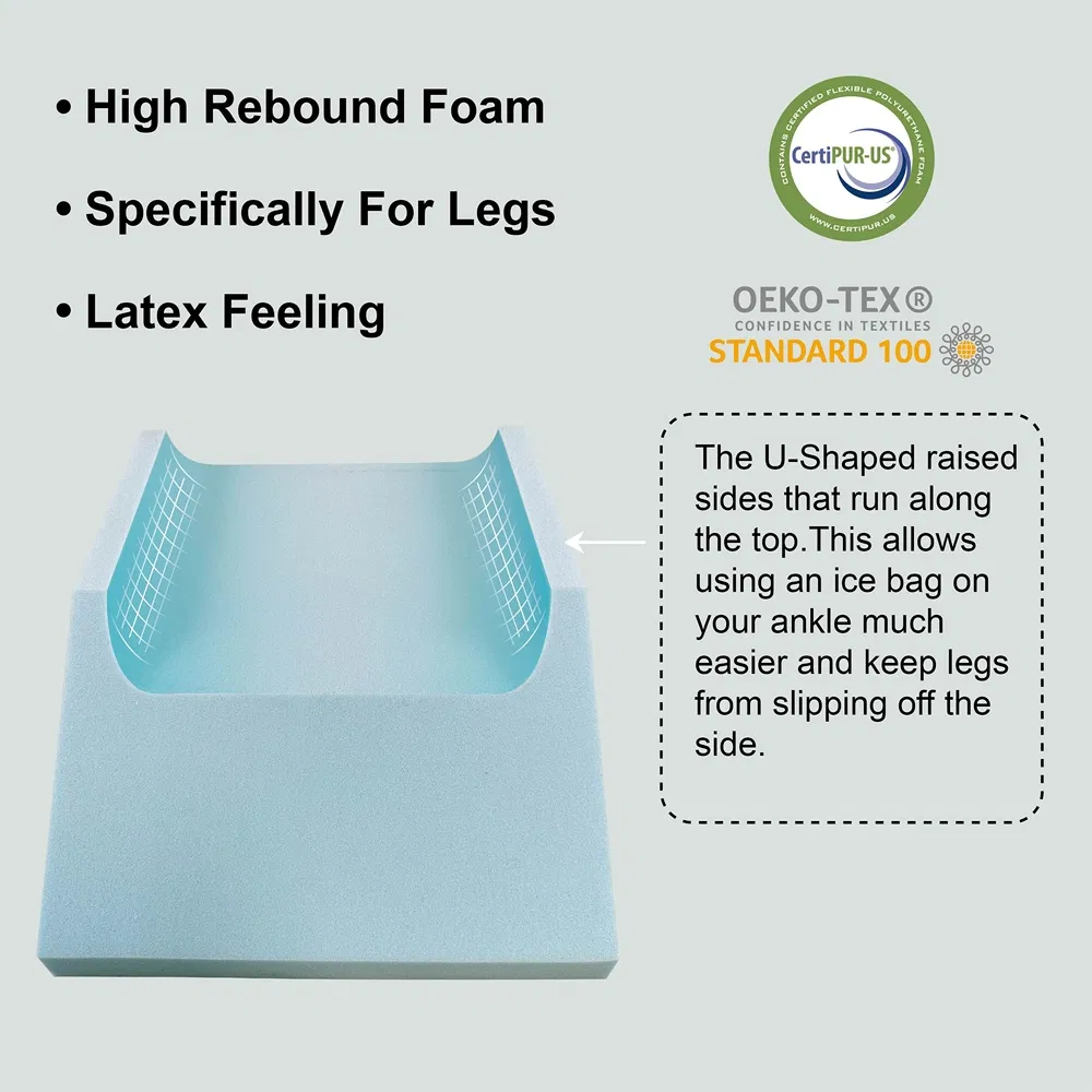 Leg Elevation Wedge Support Pillow with Handles and Pockets After Surgery, Injury, for Knee, Ankle Support