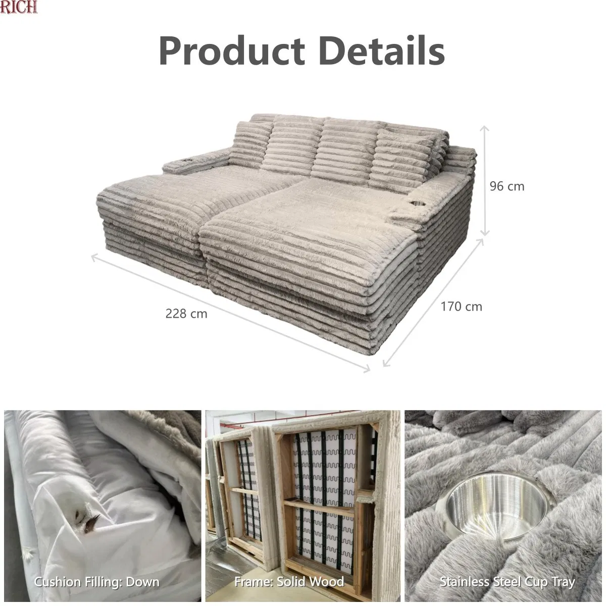 Villa Modular Combination Velvet Fabric Plush Soft Living Room Sectional Sofa Bed