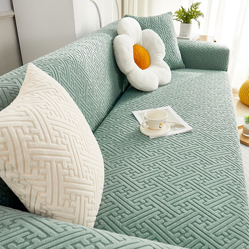 Four Season Elastic Sofa Cover with Geometric Patterns for Home Office Use