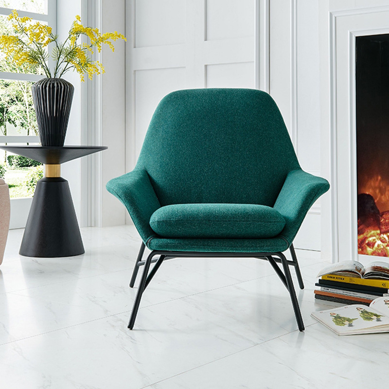 Wholesale Modern Hotel Lobby Cafe Soft Comfortable Luxury Red Fabric Lazy Armchairs Upholstered Leisure Chaise Lounge Arm Chair