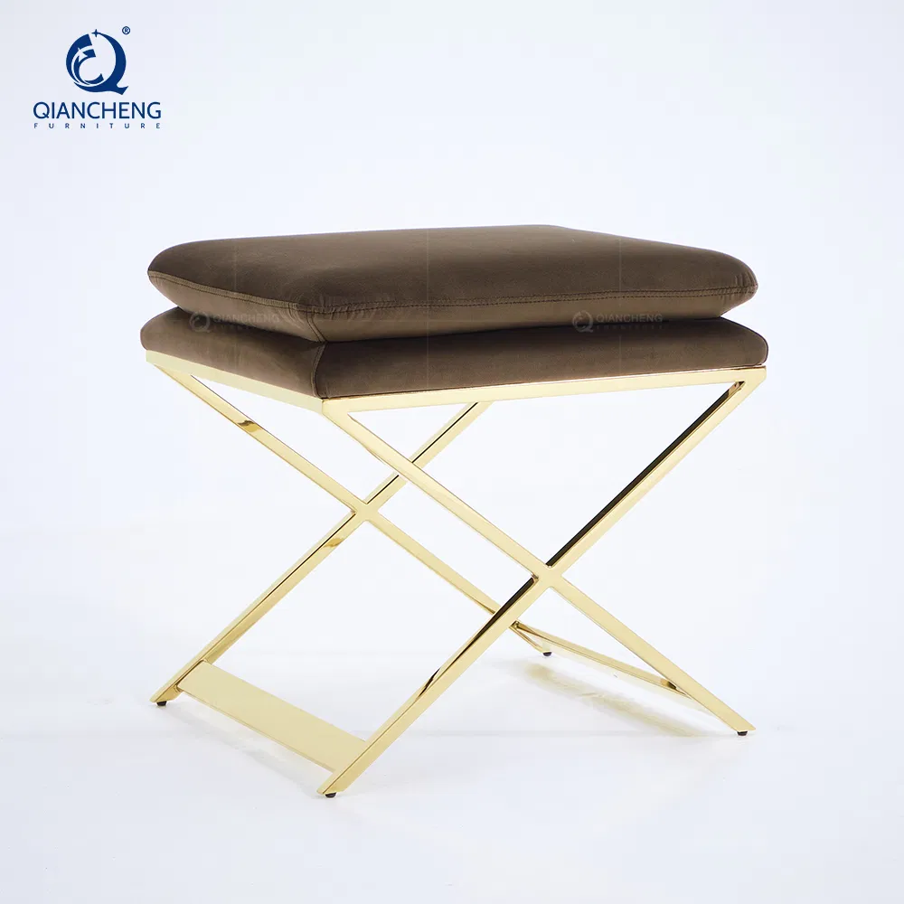 Modern Velvet Upholstered Design Pouf Furniture Tuffled Italian Bench Ottoman