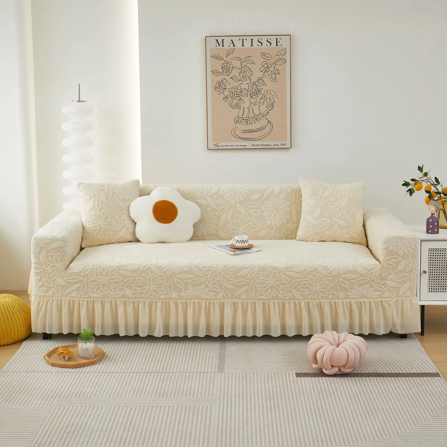 Plant Pattern Skirt Edge Sofa Cover for Home Decoration - Dustproof and All Inclusive