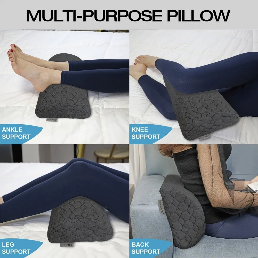 Massage Memory Foam Adjustable Folding Orthopedic Bed Wedge Pillow for Legs and Back Pain with Extra Ergonomic Pillow, Grey