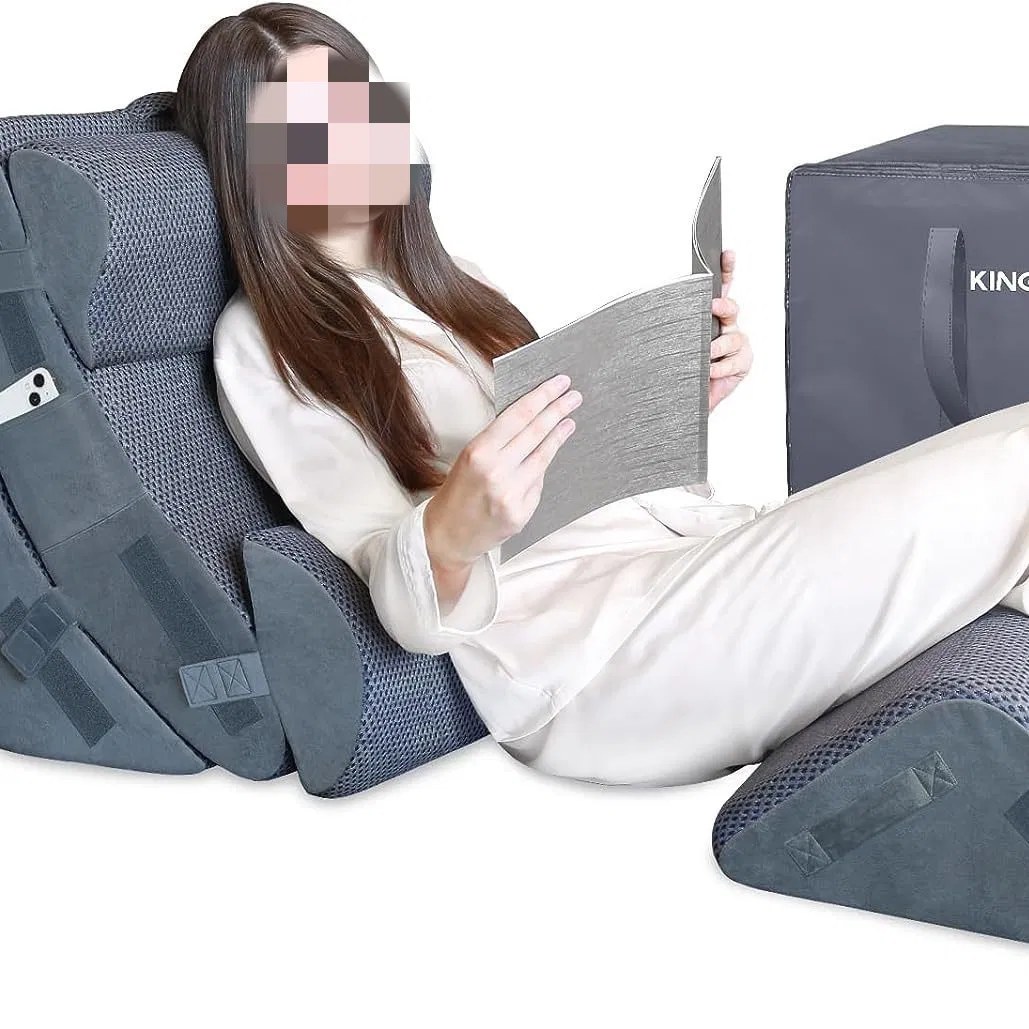 2024 Hot 6-Piece Orthopedic Bed Wedge Pillow for Sleep Surgery Memory Foam for Back Neck Leg Support
