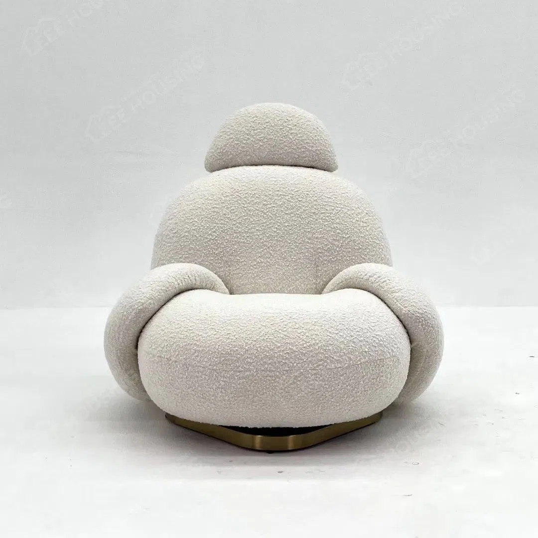 Rotatable Cloud Cream White Leisure Swivel Chair with Armrest Recliner for Reading Room Single Recliner Sofa Chair Lounge Bean Bag for Apartment Living Room