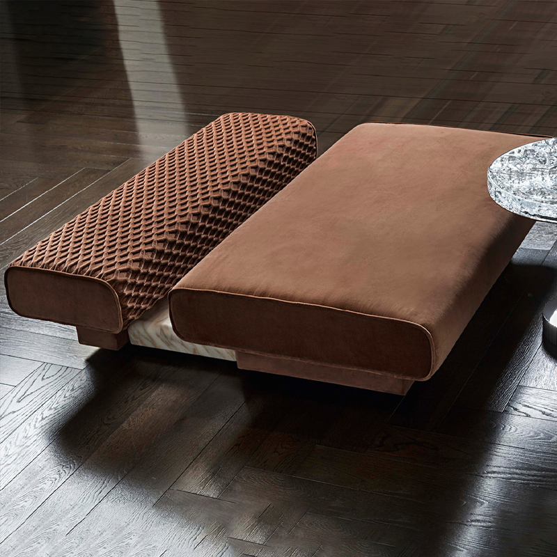 Bordeaux Blush Pink Plush Diamond Quilted Square Modern Luxury Pouf Ottoman