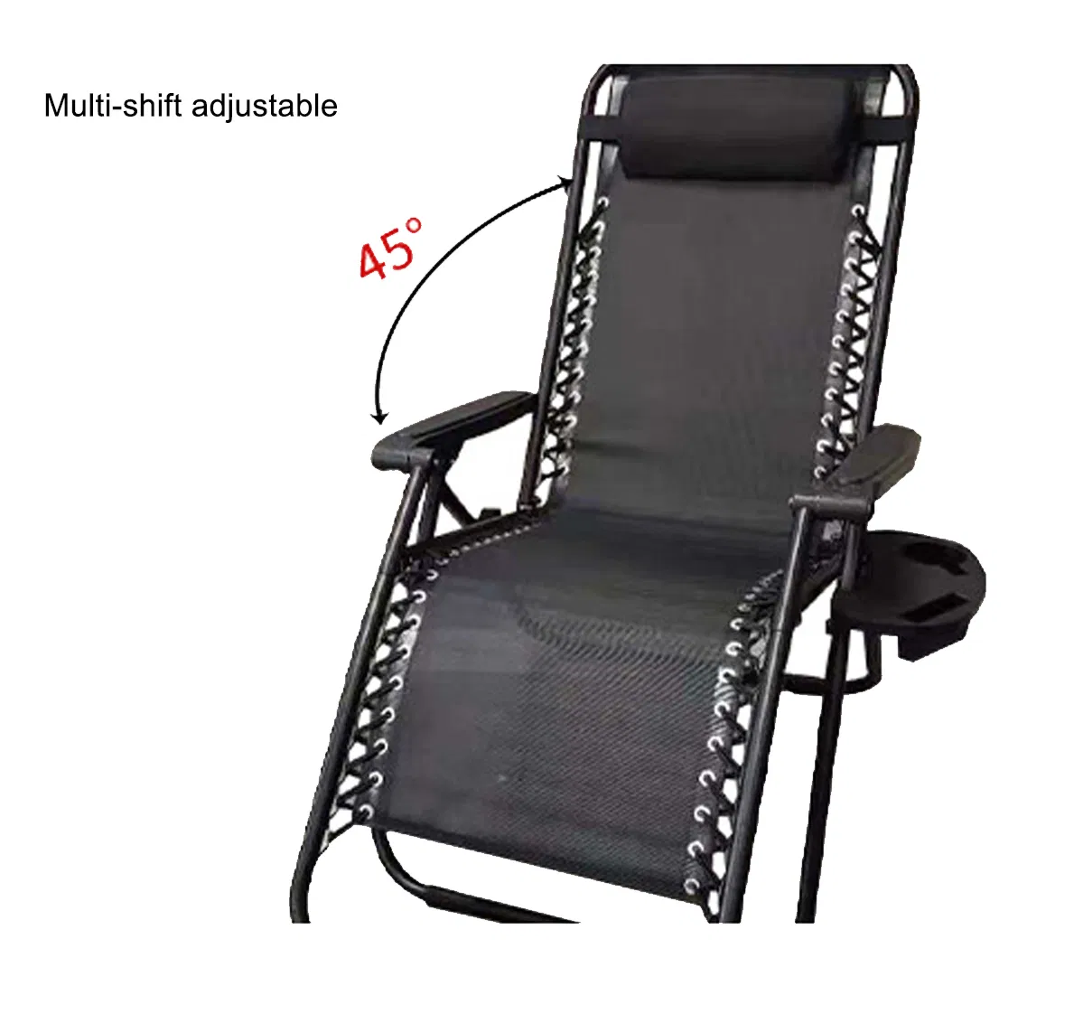 Textilene Chair Reclining Sun Lounger Gravity Chair Adjustable Recliner