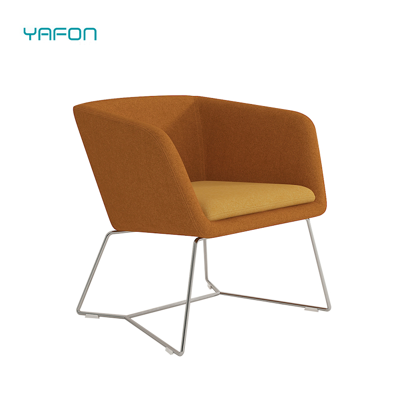 Minimal Design Armchair with Metal Legs for Reception