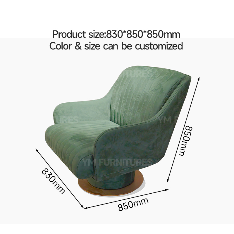 Living Room Velvet Soft Single Recliner Sofa Rotating Leisure Chaise Comfort Lounge Chair