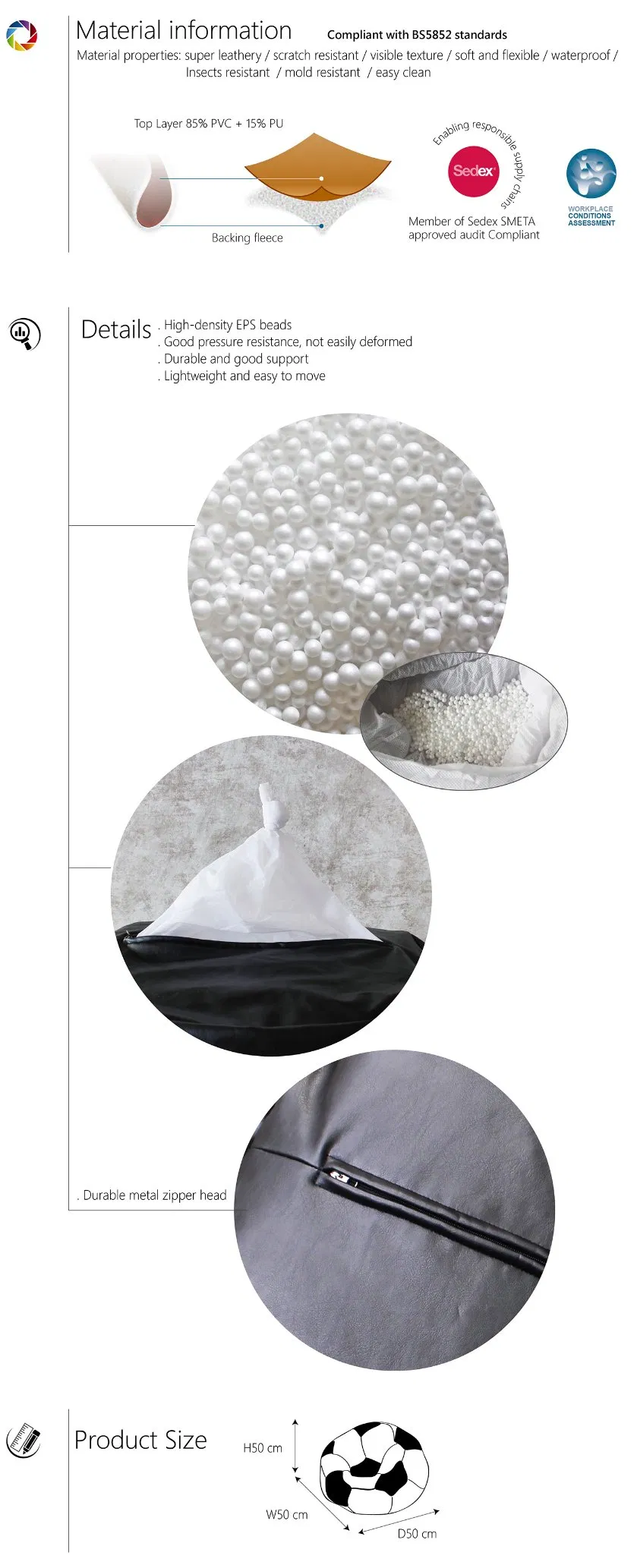 Football Bean Bag Detail View