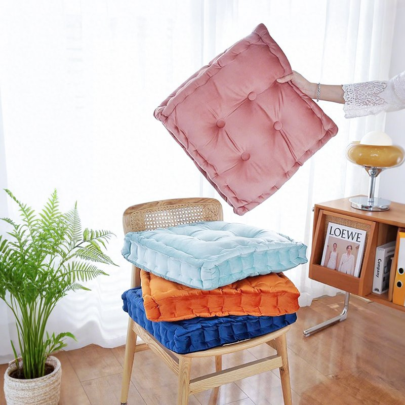 Stylish Square Floor Pillow Pouf with Elegant Scalloped Edges