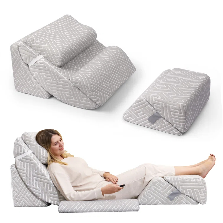 Meditation Pyramid Wedge Cushion Adjustable Memory Foam Firm Bed Lumbar Pillow