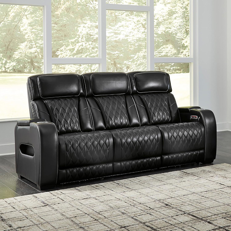Leather Match Power Reclining Loveseat Modern Design