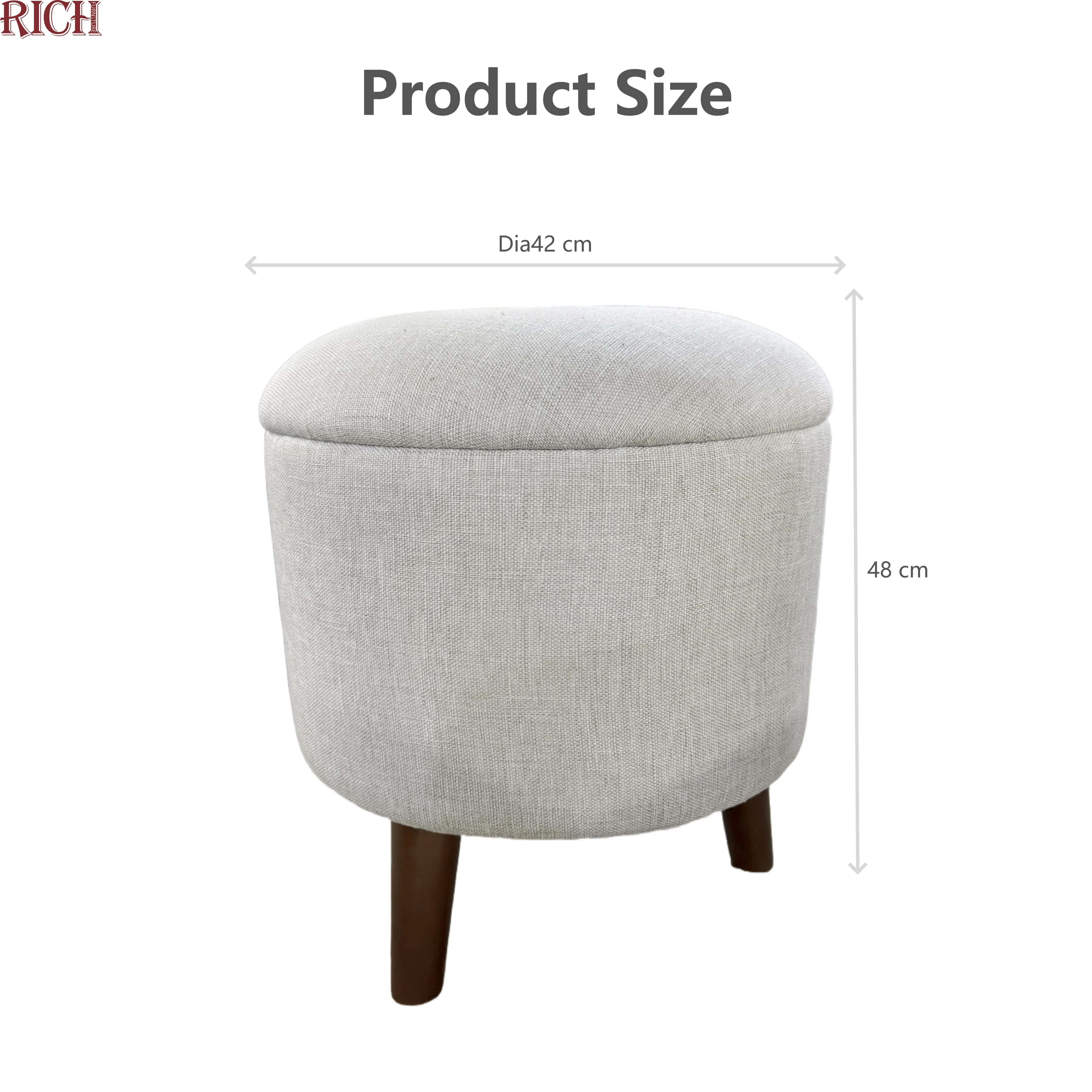 Modern Living Room Rental Event Round Linen Stool Velvet Ottoman Fabric Footstool