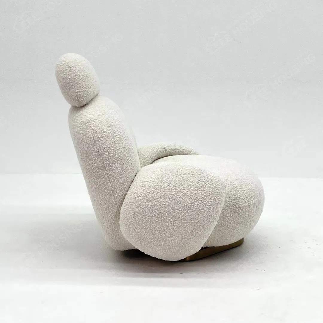 Rotatable Cloud Cream White Leisure Swivel Chair with Armrest Recliner for Reading Room Single Recliner Sofa Chair Lounge Bean Bag for Apartment Living Room
