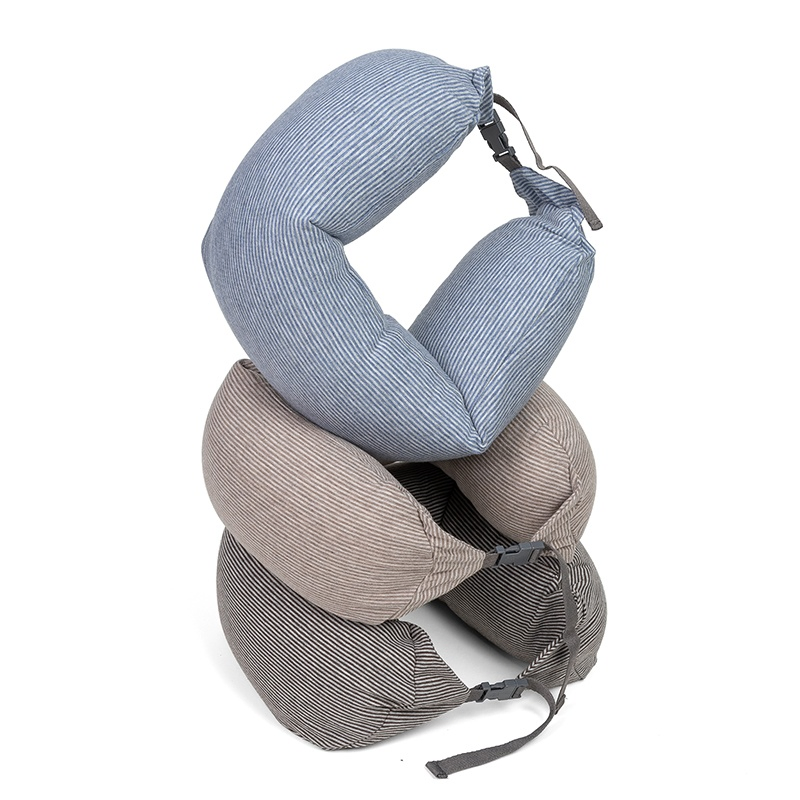 Neck Pillow for Travel Lumbar Support Pillow Cotton Travel Pillow Foam Particle Stripe U Pillow