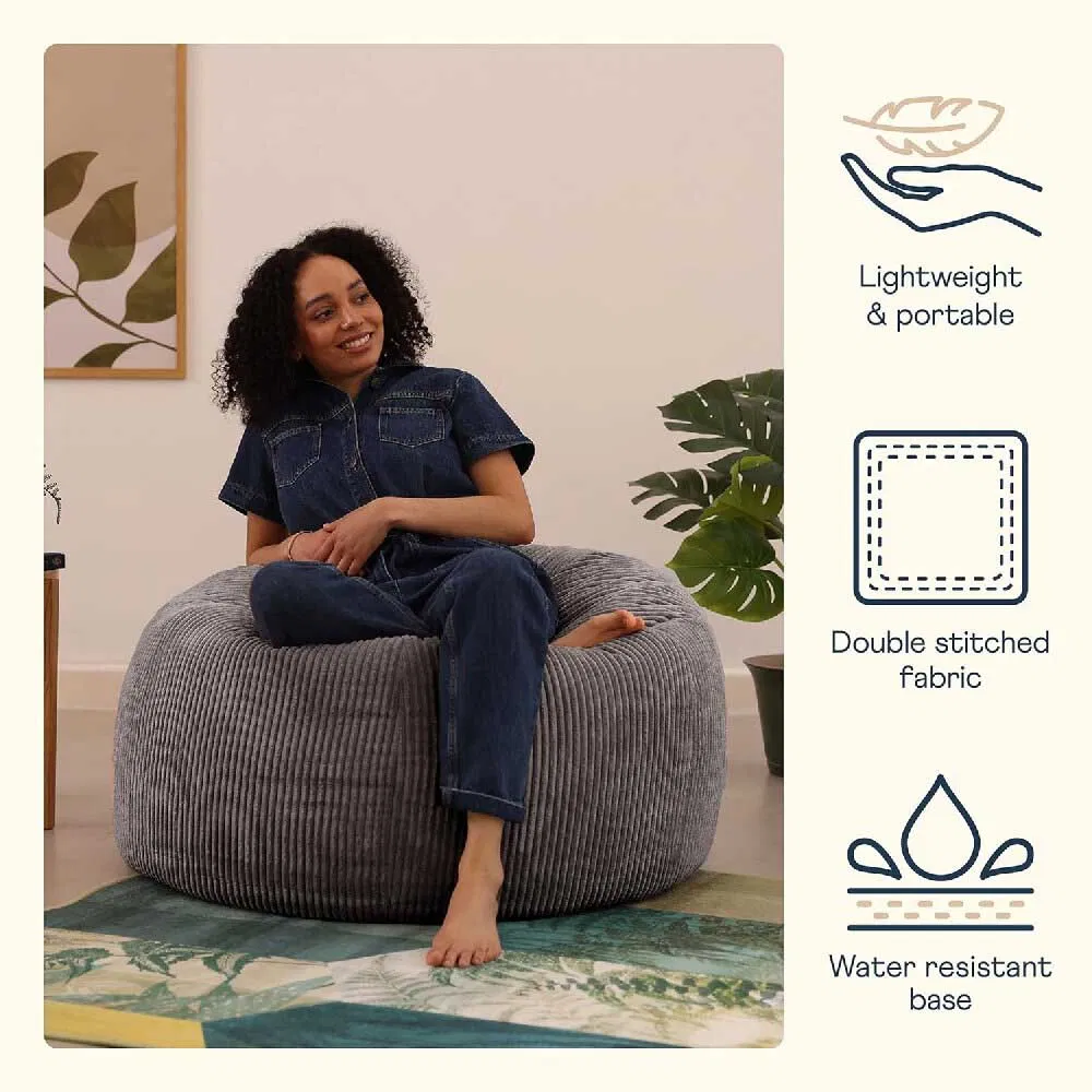 Dark Gray Bean Bag Sofa with Filling Soft Velvet Living Room Bean Bag Chair