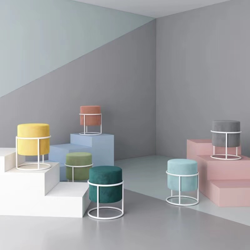 Modern Living Room Sofa Chair Velvet Hotel Bedroom Office Make-up Fabric Ottoman