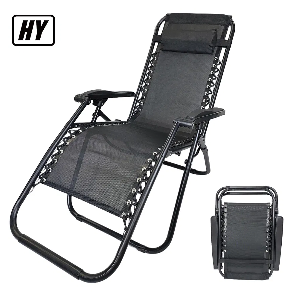 Textilene Chair Reclining Sun Lounger Gravity Chair Adjustable Recliner