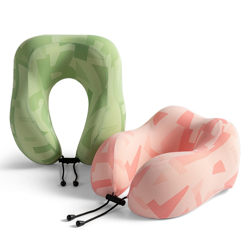 U-Shaped Memory Foam Travel Pillow Car Airplane Neck Support with Massage Feature