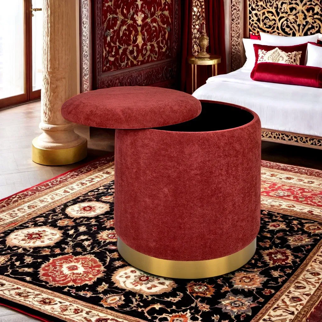 Home Decor Furniture Ottoman Nordic Luxury Flannel for Living Room Round Ottoman