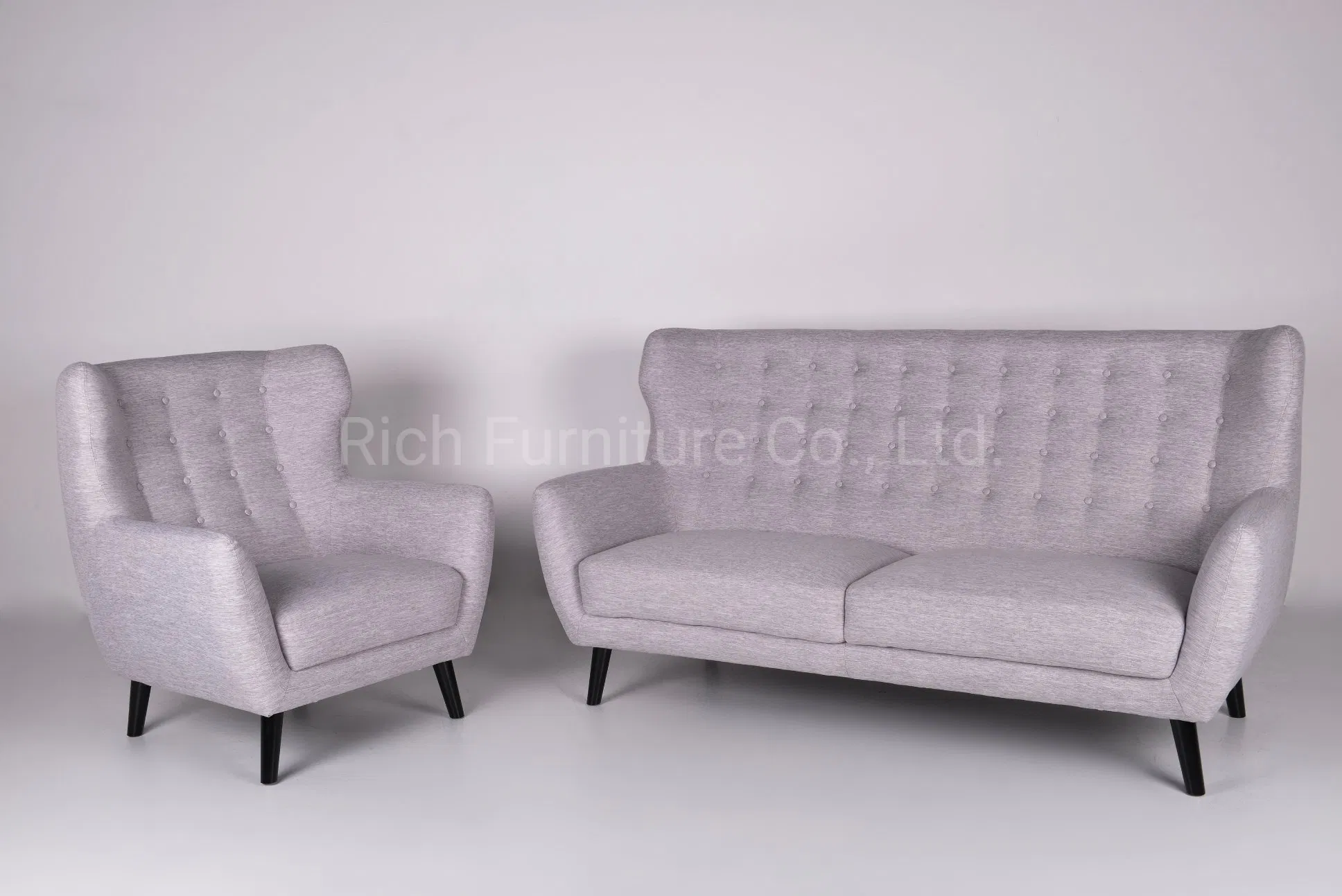 High Back Lounge Couch Grey Fabric Loveseat for Living Room