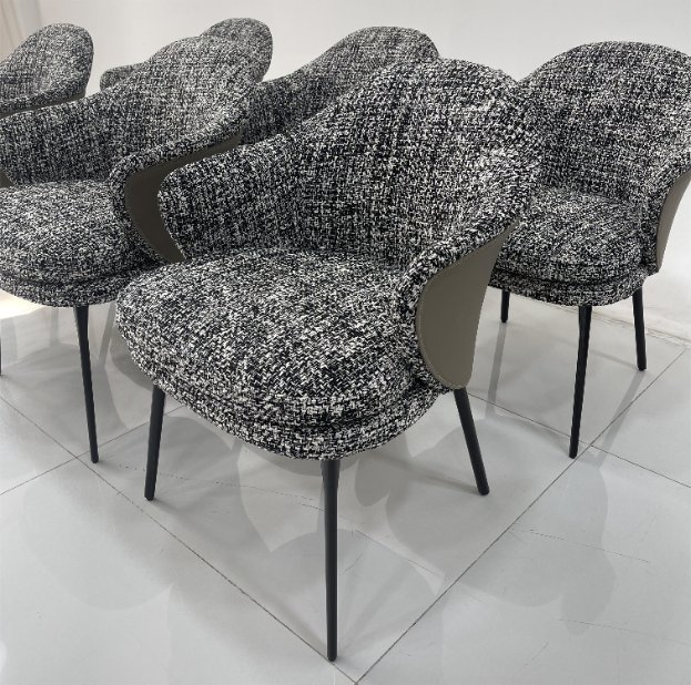 2024 New Design Angie Armchair for Fabric Dining Room with Solid Aluminum Base