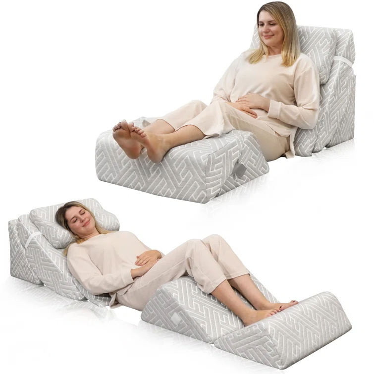 Meditation Pyramid Wedge Cushion Adjustable Memory Foam Firm Bed Lumbar Pillow