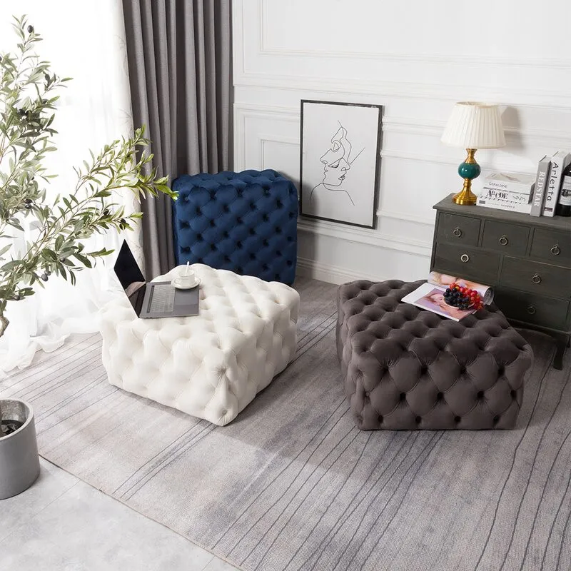 American Velvet Fabric Ottoman