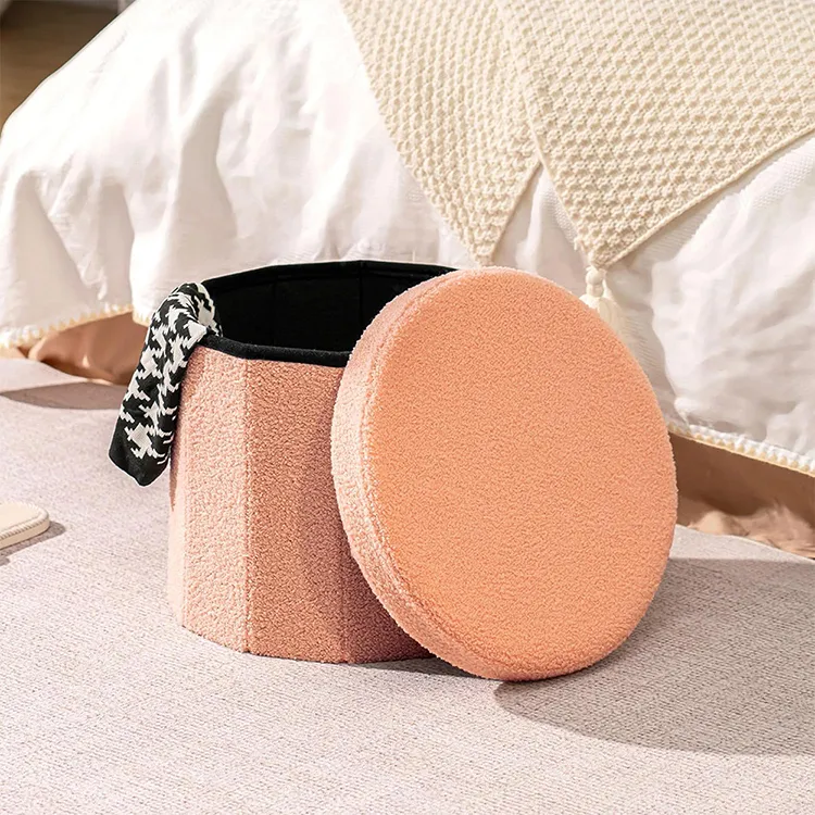 Velvet Folding Storage Ottoman Cube