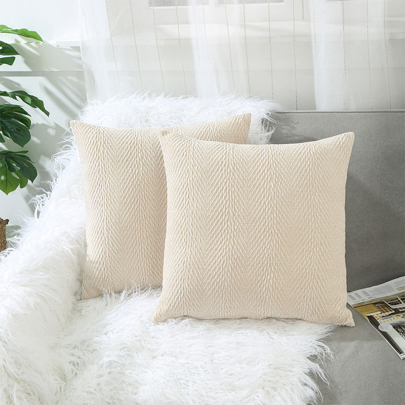 Langyu Fresh and Elegant Style Seat Chenille Lumbar Support Solid Color and Wear-Resistant Cushion or Throw Pillow for Office Car Sofa and Home Use