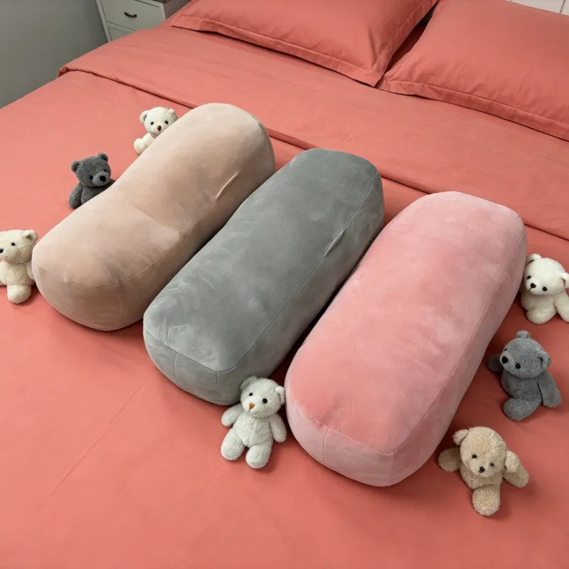 Peanut Shape Velvet Lumbar Support Pillow View 1