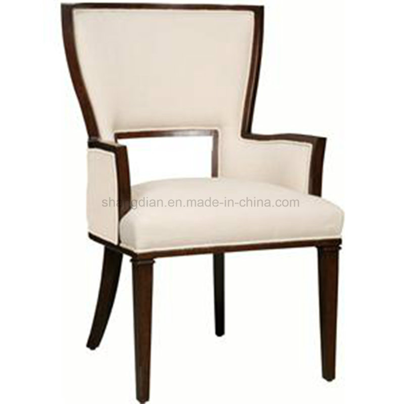 Fabric Upholstery Oak Solid Wood Arm Chair (SC-04)