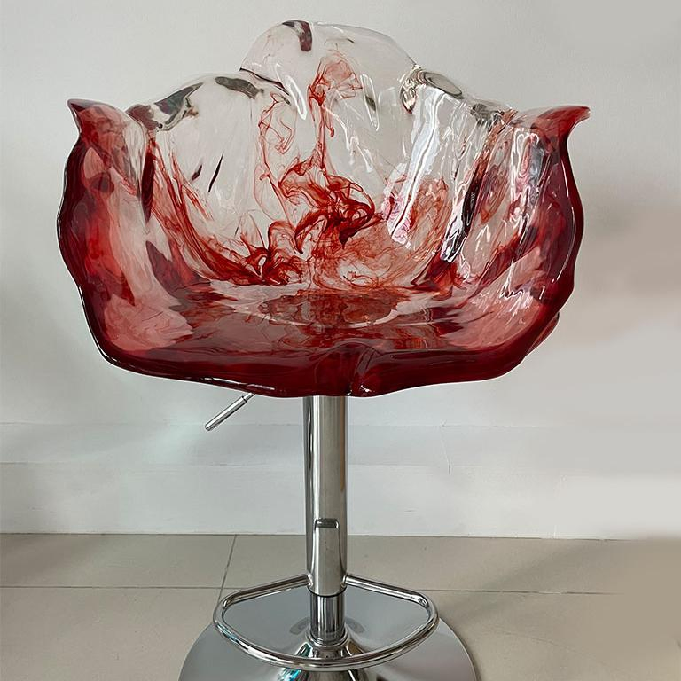Home Decoration Adjustable Petal Creative Dressing Stool Transparent Resin Backrest Armchair