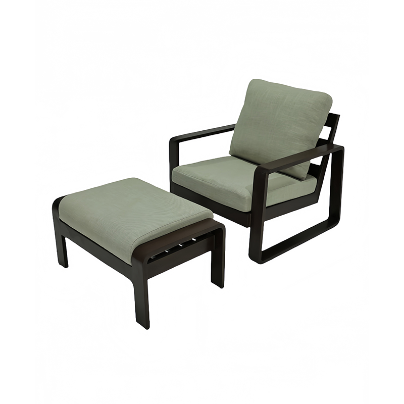 Modern Customized Luxury Outdoor Garden Home Balcony Patio Furniture Leisure Aluminum Chair with Ottomans